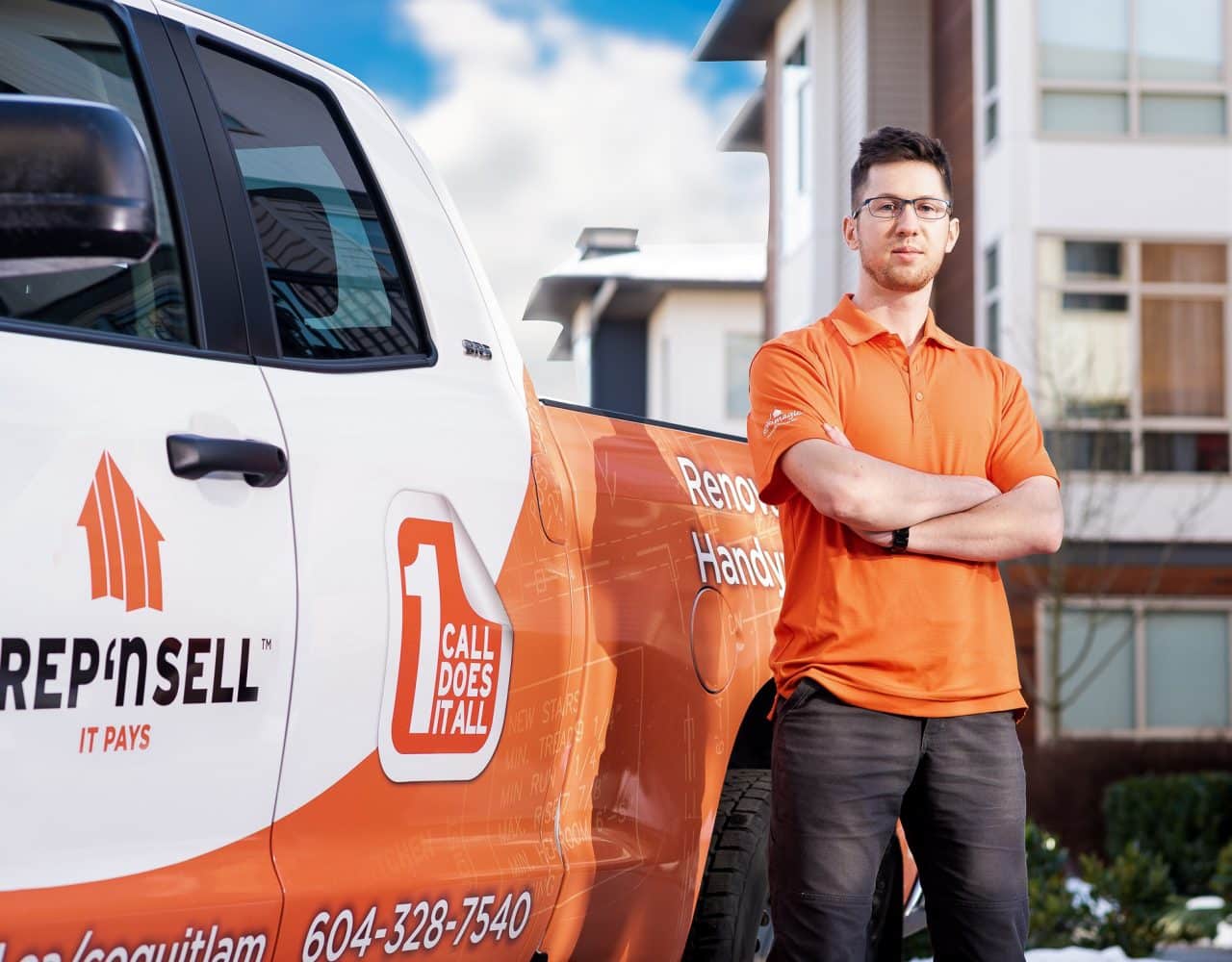 Prep'n Sell Coquitlam's reliable branded truck outside a staged, market-ready home
