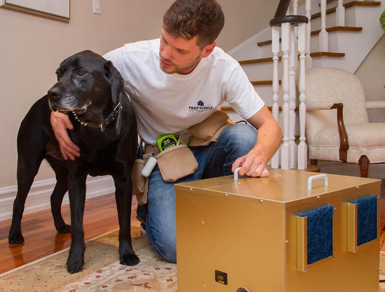 Ozone unit preparing to neutralize smoke odour in Fraser Valley home
