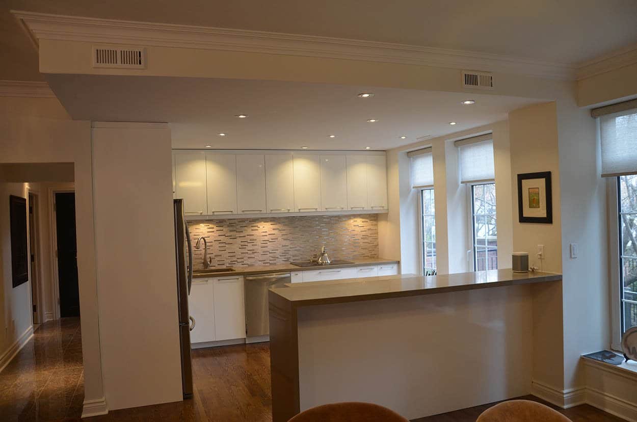 Open-concept kitchen after