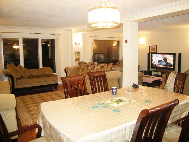 Staged open concept kitchen and living space