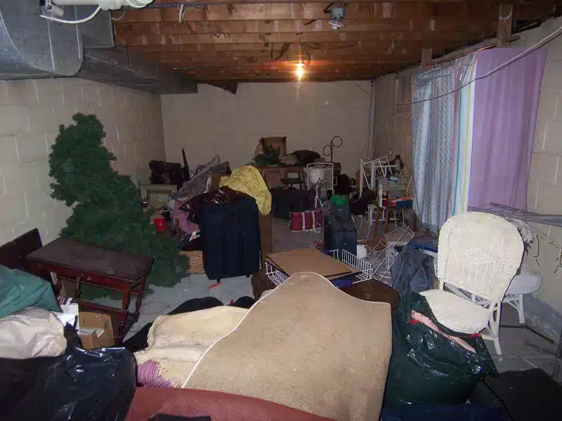 Junk removal in Langley – basement before haul-away and recycling