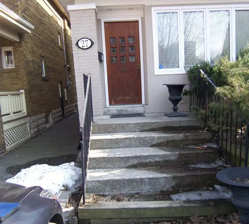 Before: stained front steps — Caledon