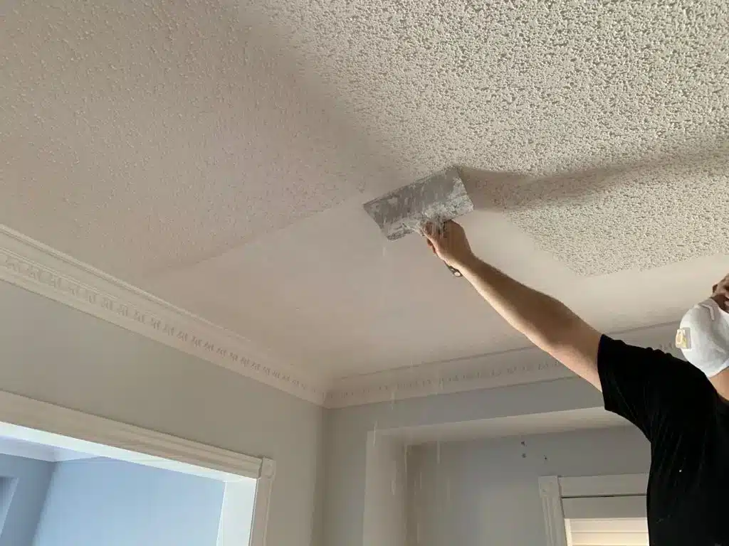 Popcorn ceiling removal and repaint — Caledon