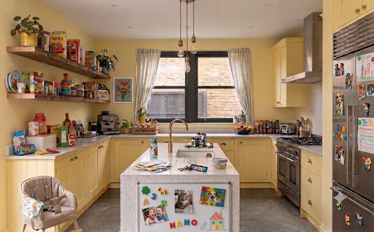 Kitchen before Prep'n Sell — lived-in and unlisted